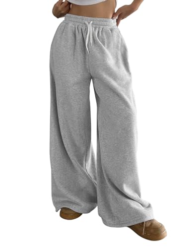 Women's Winter Warm Fleece Sweatpants Wide Leg Pockets