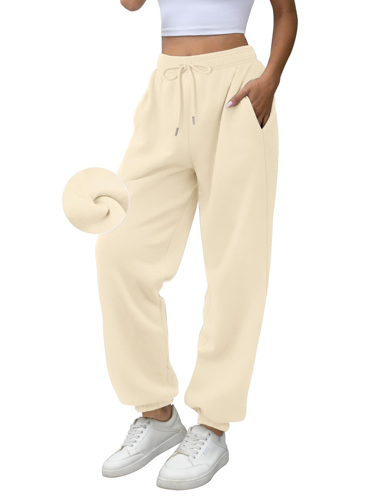 Yellow Fleece Joggers with Pockets