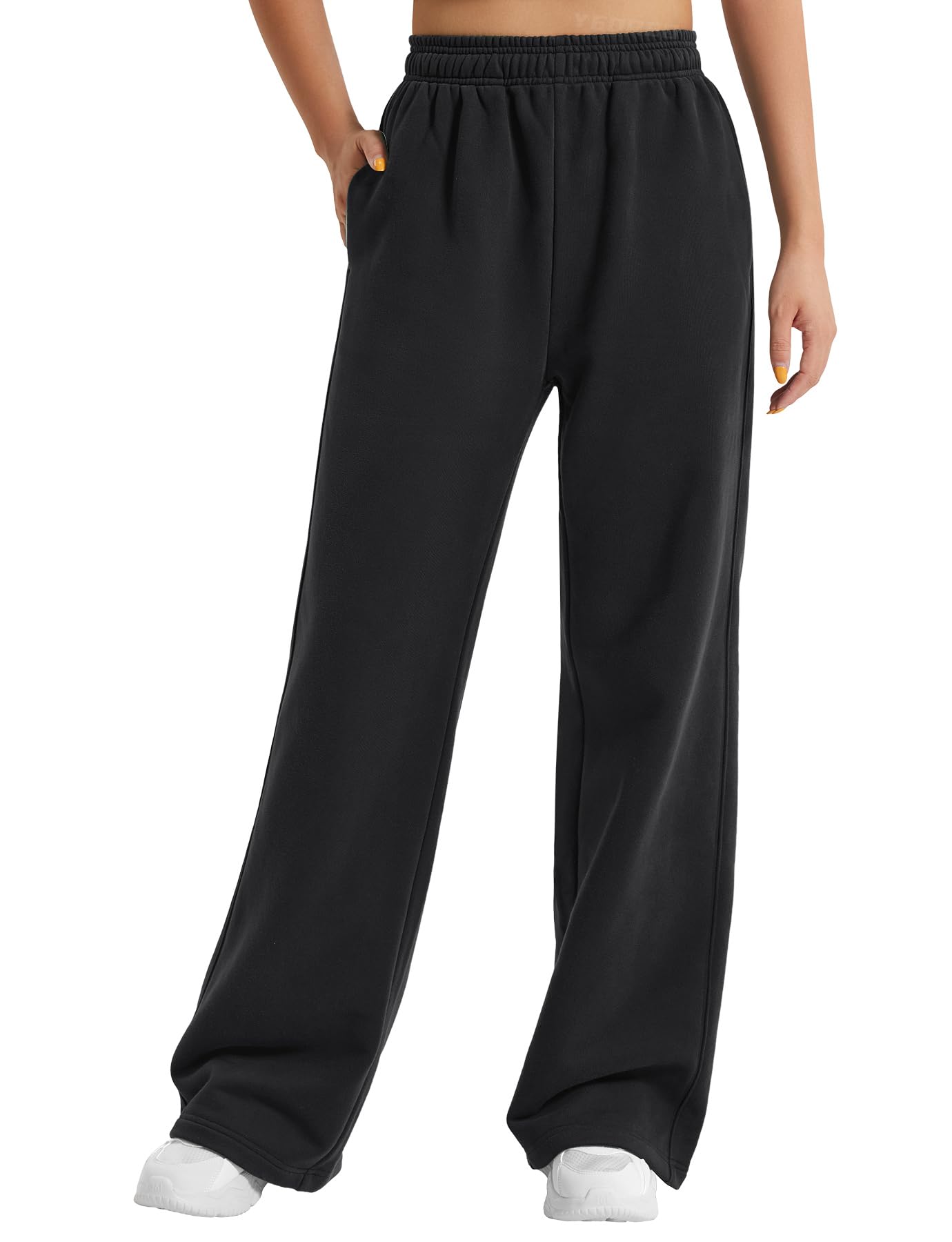 Women's Wide Leg Fleece Lined Sweatpants with Pockets