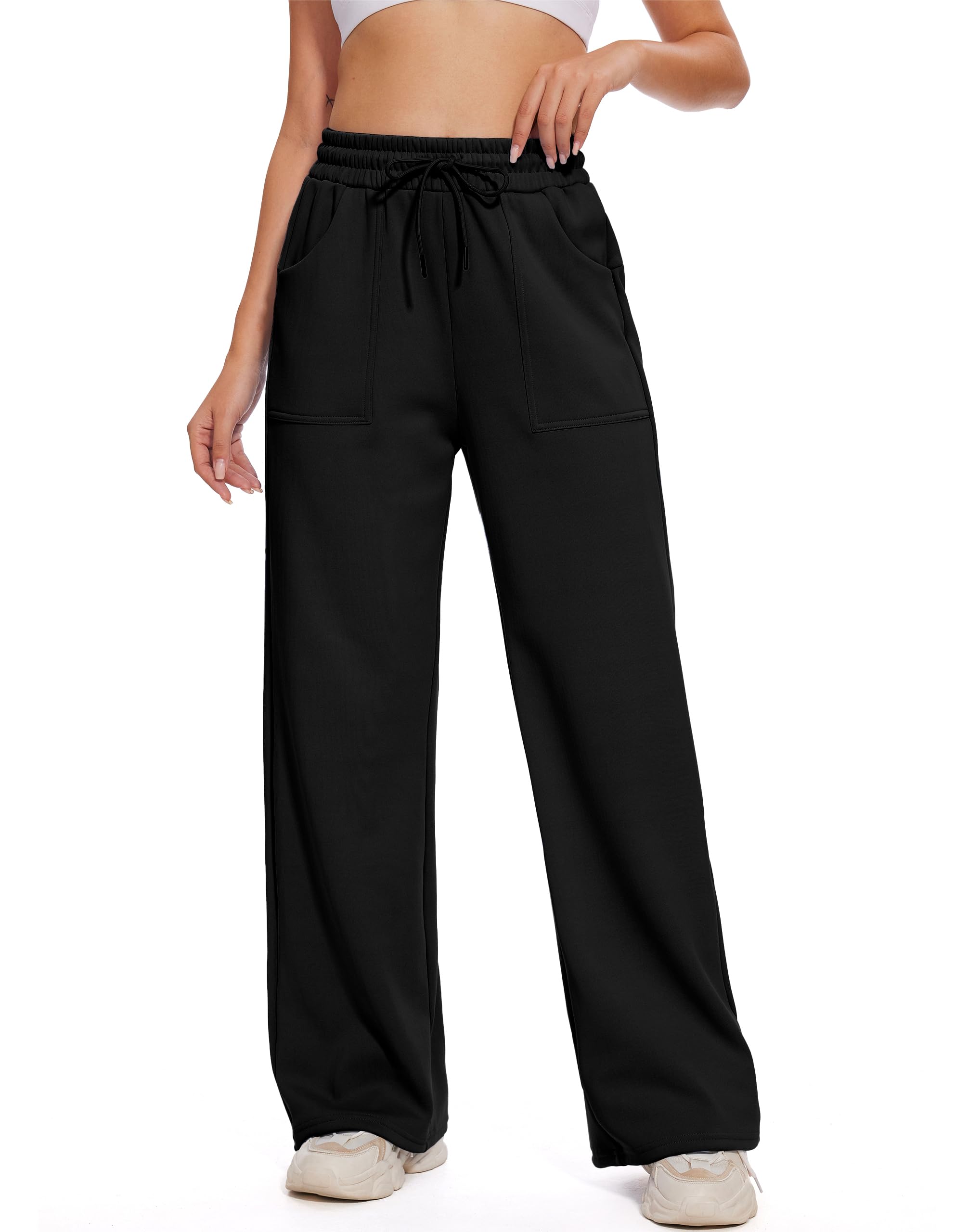 Cozy Winter Sweatpants for Women: Wide Leg Fleece with Pockets