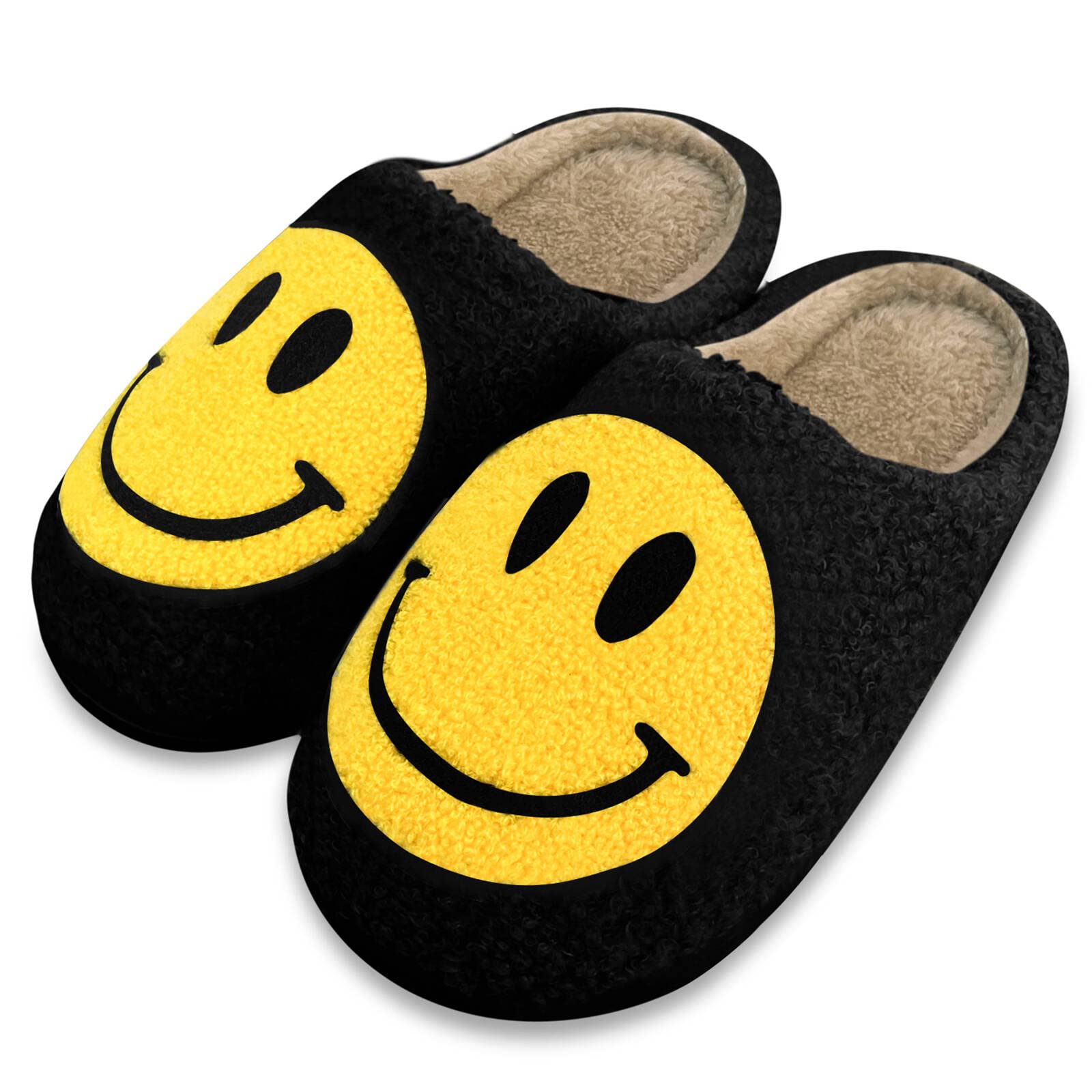 Retro Soft Plush Smile Face Slippers - Cozy Indoor/Outdoor